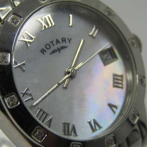 Rotary Rocks ladies watch with 12 diamonds in bezel with mother of pearl dial - with box