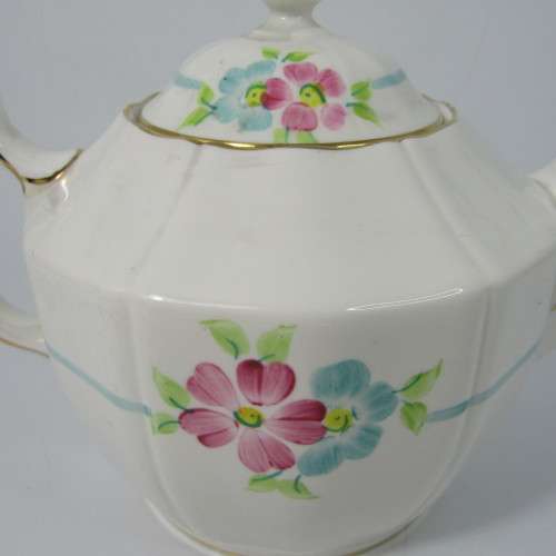 Vintage Adderley porcelain teapot, milk jug, sugar bowl and cookie platter