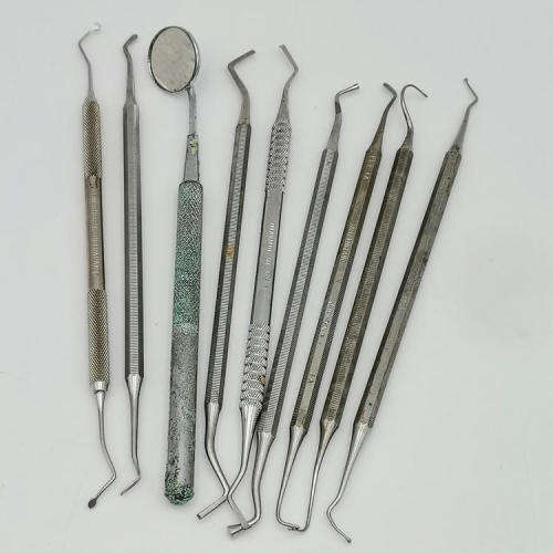 Lot of 9 dentist tools