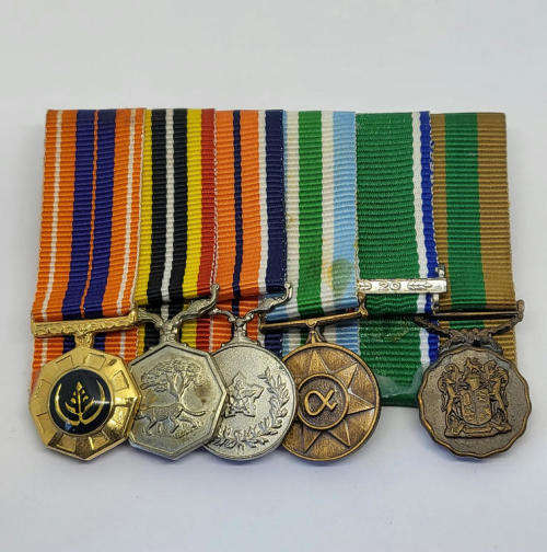 Set of 5 SADF miniature medals - Loyal service medal is missing