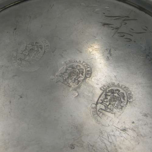 Antique 1842 CH. Raithel German pewter bowl