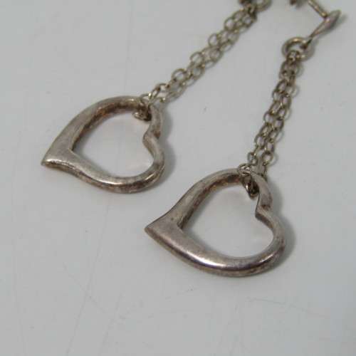 Pair of Sterling Silver heart shaped earrings - weighs 3,0g