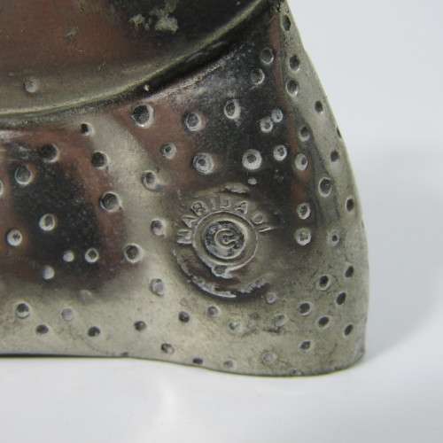 Pair of white metal guinea fowl candle holders