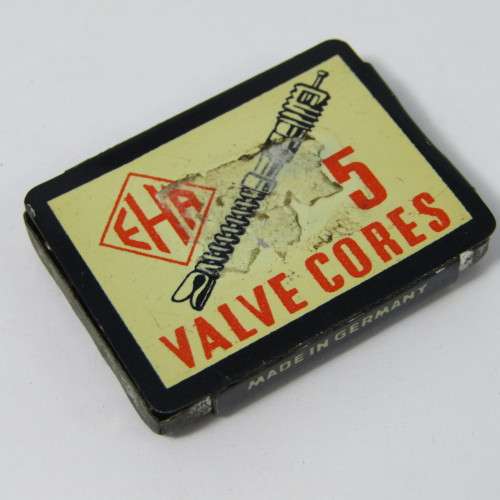 Vintage EHA 5 valve cores in original tin
