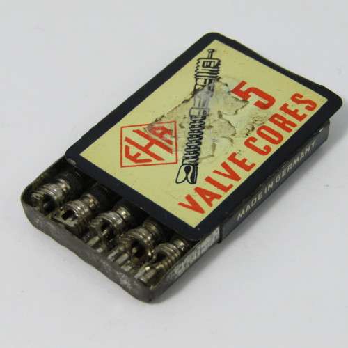 Vintage EHA 5 valve cores in original tin