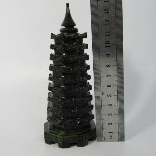 Vintage Jade stone carving of Tower of Chinese Immortals of Wisdom