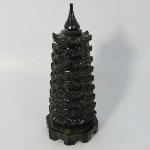 Vintage Jade stone carving of Tower of Chinese Immortals of Wisdom