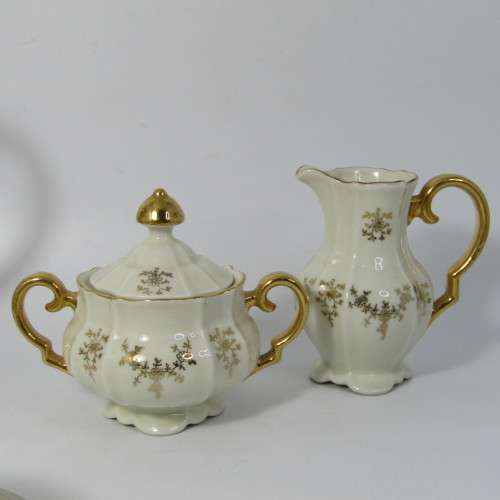 Vintage German Alka Bavaria Gilt Floral design demitasse set