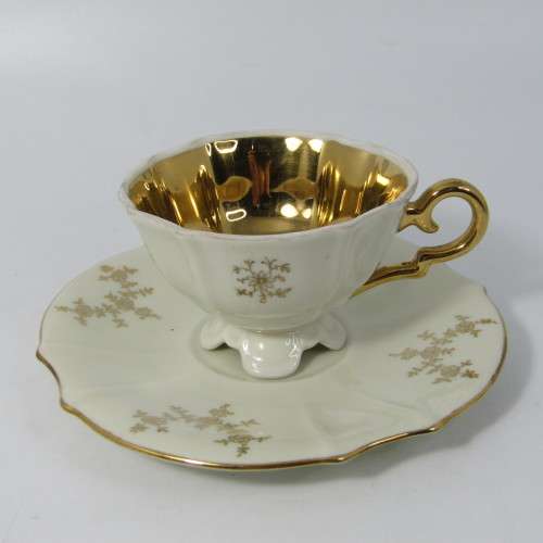 Vintage German Alka Bavaria Gilt Floral design demitasse set