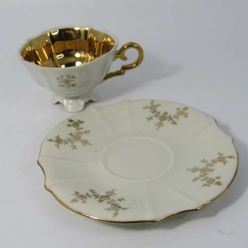 Vintage German Alka Bavaria Gilt Floral design demitasse set