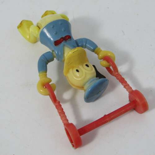 Vintage Gabriel Donald Duck Tricky Trapeze button acrobat - rope broken