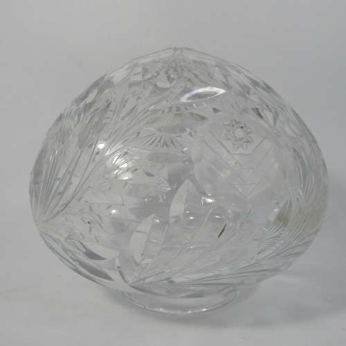 Vintage 1960`s Czechoslovakia crystal cut glass lamp - small chips on rim - working