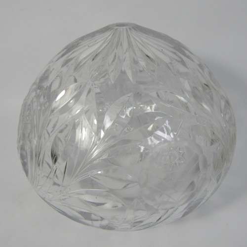 Vintage 1960`s Czechoslovakia crystal cut glass lamp - small chips on rim - working