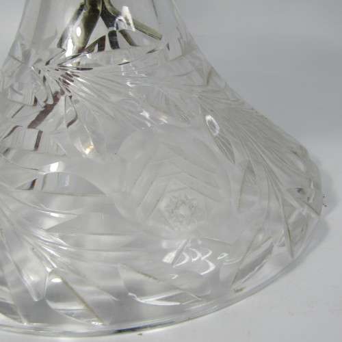 Vintage 1960`s Czechoslovakia crystal cut glass lamp - small chips on rim - working