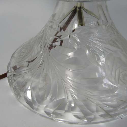 Vintage 1960`s Czechoslovakia crystal cut glass lamp - small chips on rim - working