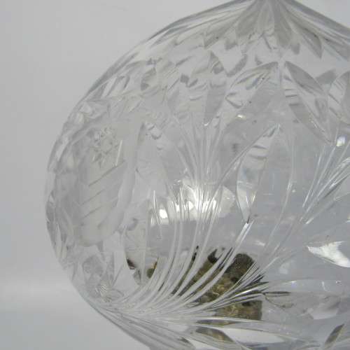 Vintage 1960`s Czechoslovakia crystal cut glass lamp - small chips on rim - working