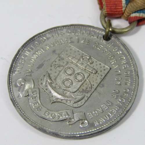 Queen Victoria Restoration of Peace commemorative medal presented by the City of Cape Town