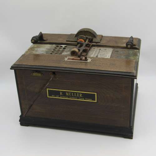 Antique Boleine hand crank manopan organ music box with music punch cards