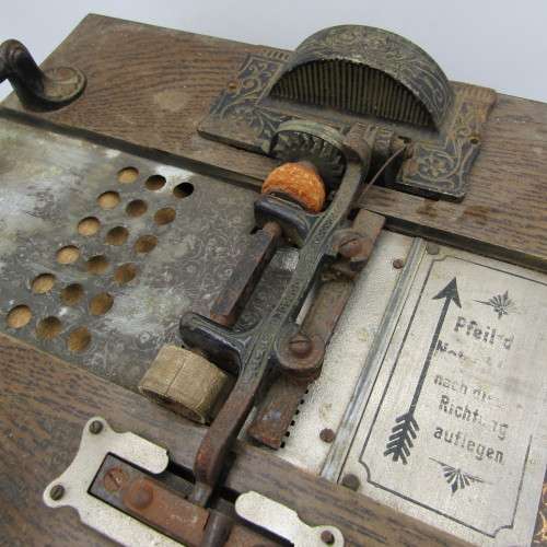 Antique Boleine hand crank manopan organ music box with music punch cards