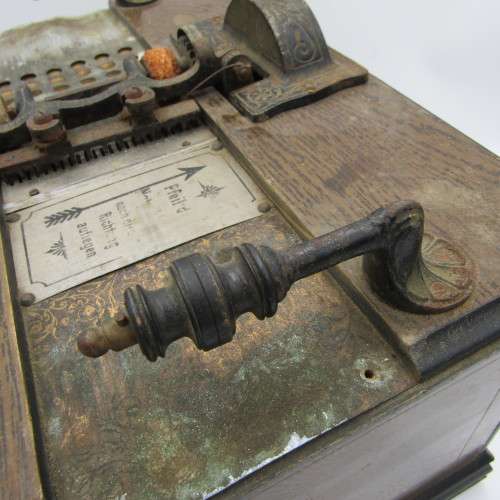 Antique Boleine hand crank manopan organ music box with music punch cards