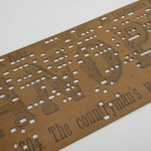 Punched Media Manopan Music Box Strip No. 304 - The Countrayman`s Wedding Ploka - Late 1800`s