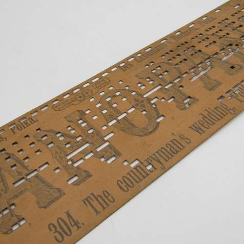 Punched Media Manopan Music Box Strip No. 304 - The Countrayman`s Wedding Ploka - Late 1800`s