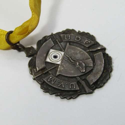 SA Union Defence Force hallmarked silver shooting fob medal