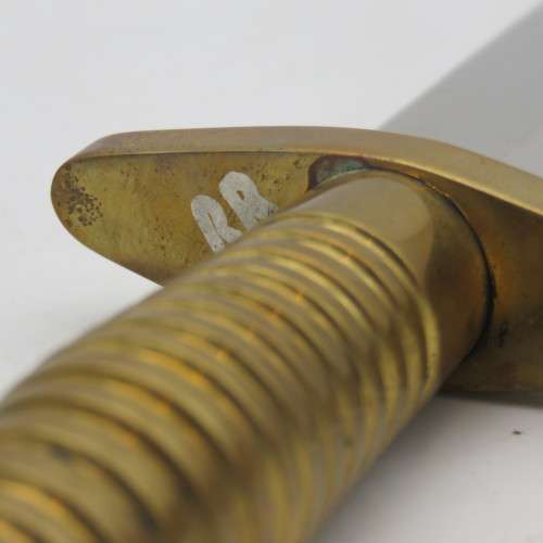 Handmade WW2 style Fairbairn Sykes fighting knife with brass handle in wooden box by Riaan Ras