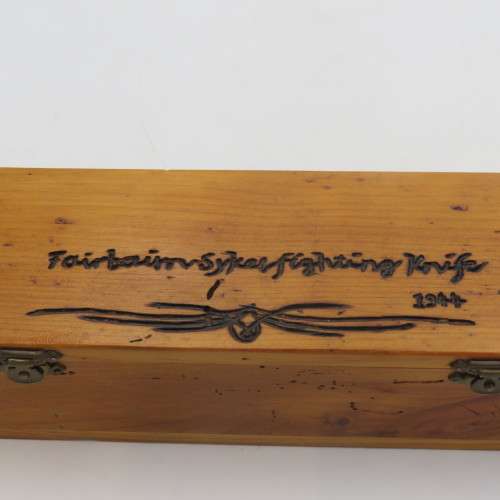 Handmade WW2 style Fairbairn Sykes fighting knife with brass handle in wooden box by Riaan Ras