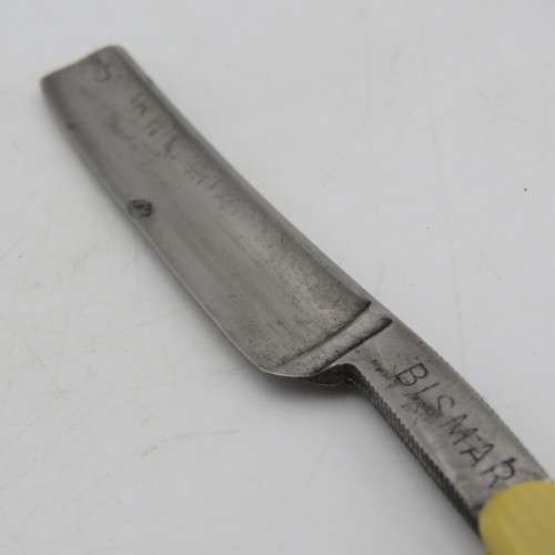 Vintage Bismarck cut throat straight razor in box-used