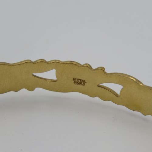 Vintage White & Yellow gold bangle with metal core - safety chain - weight 12,7 g