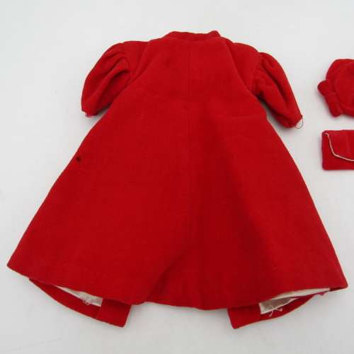 Barbie doll red coat with hat and handbag