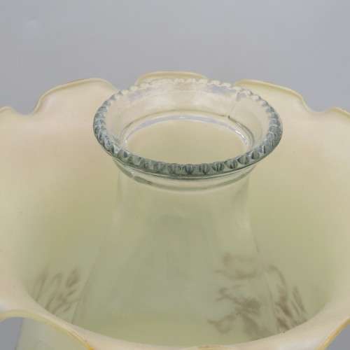 Vintage brass paraffin lamp with funnel and glass shade ( Height - 46 cm)