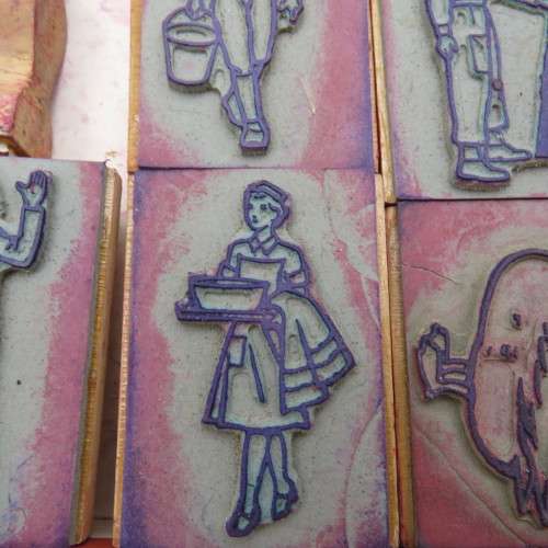 Lot of 9 rubber stamps - Vintage