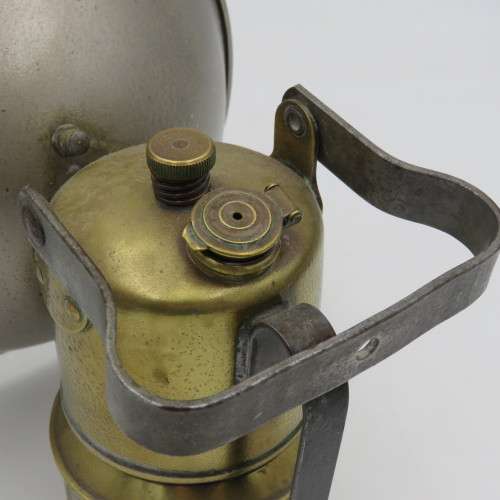 Vintage Justrite brass carbide lamp