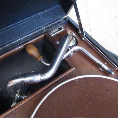 Antique His Masters Voice portable gramophone - working - very good  condition