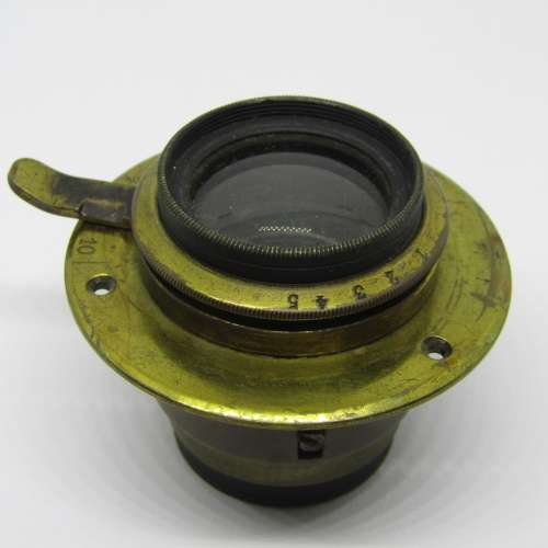 Antique brass 25mm lens with 2 to 10 Yards focus - serial # 12345