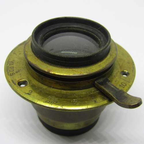 Antique brass 25mm lens with 2 to 10 Yards focus - serial # 12345