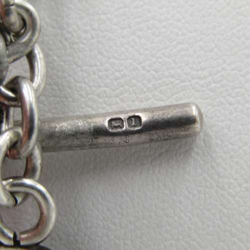 Antique hallmarked sterling silver fob chain with 1887 British  silver shilling - weighs 52,5 grams