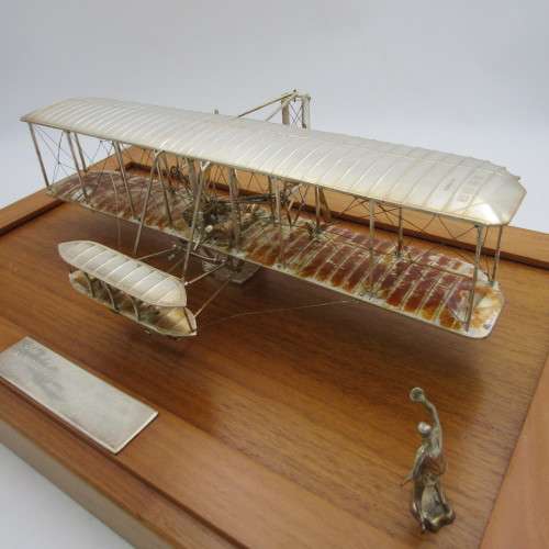 Silver Wright Brothers Aeroplane Replica - Model #583/1000
