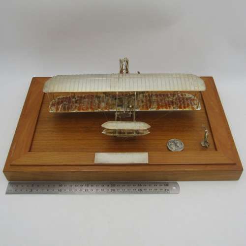 Silver Wright Brothers Aeroplane Replica - Model #583/1000