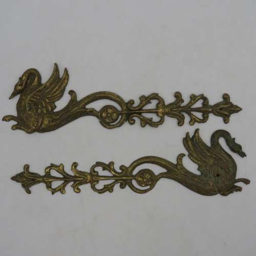 Set of antique brass door decoration pieces