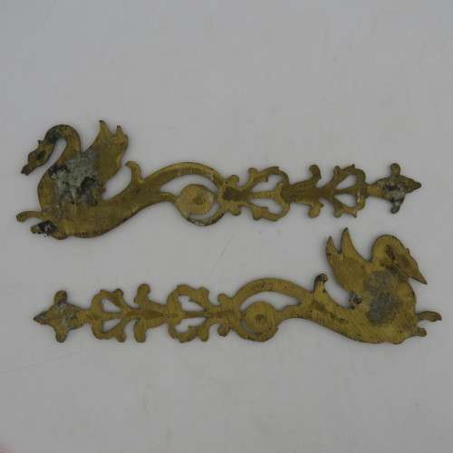 Set of antique brass door decoration pieces