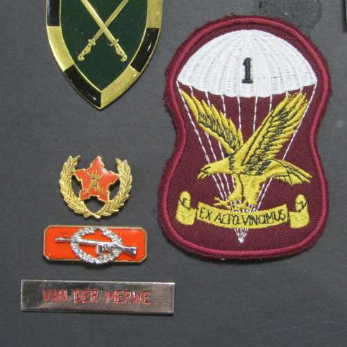 SADF Border War Medal and badges display of Paratrooper Van der Merwe