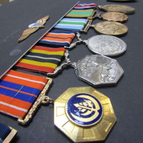 SADF Border War Medal and badges display of Paratrooper Van der Merwe