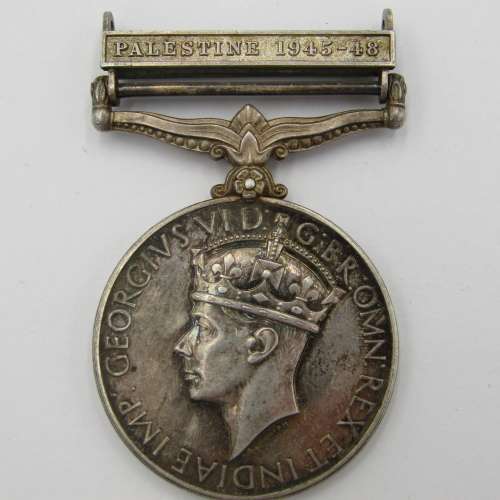 General service Medal 1918-1962 with Palestine 1945-45 clasp - issued to AS 12943 Pte. T Malimole