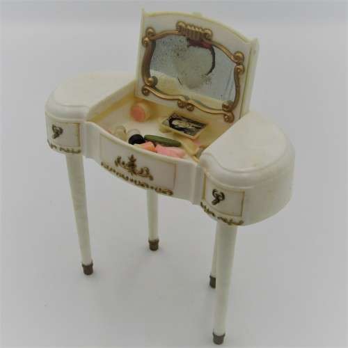 Vintage Marx doll house dressing table with accessories for Barbie doll