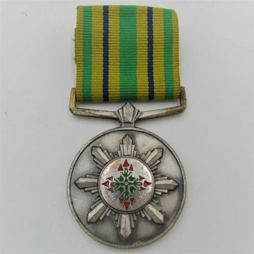 SA Police faithful service medal - named GJP Knoetze