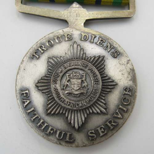 SA Police faithful service medal - named GJP Knoetze