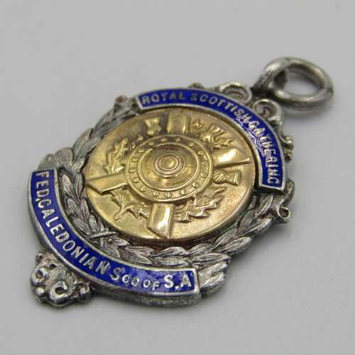 Sterling silver and gold Scottish fob medallion for Reel open 1st place